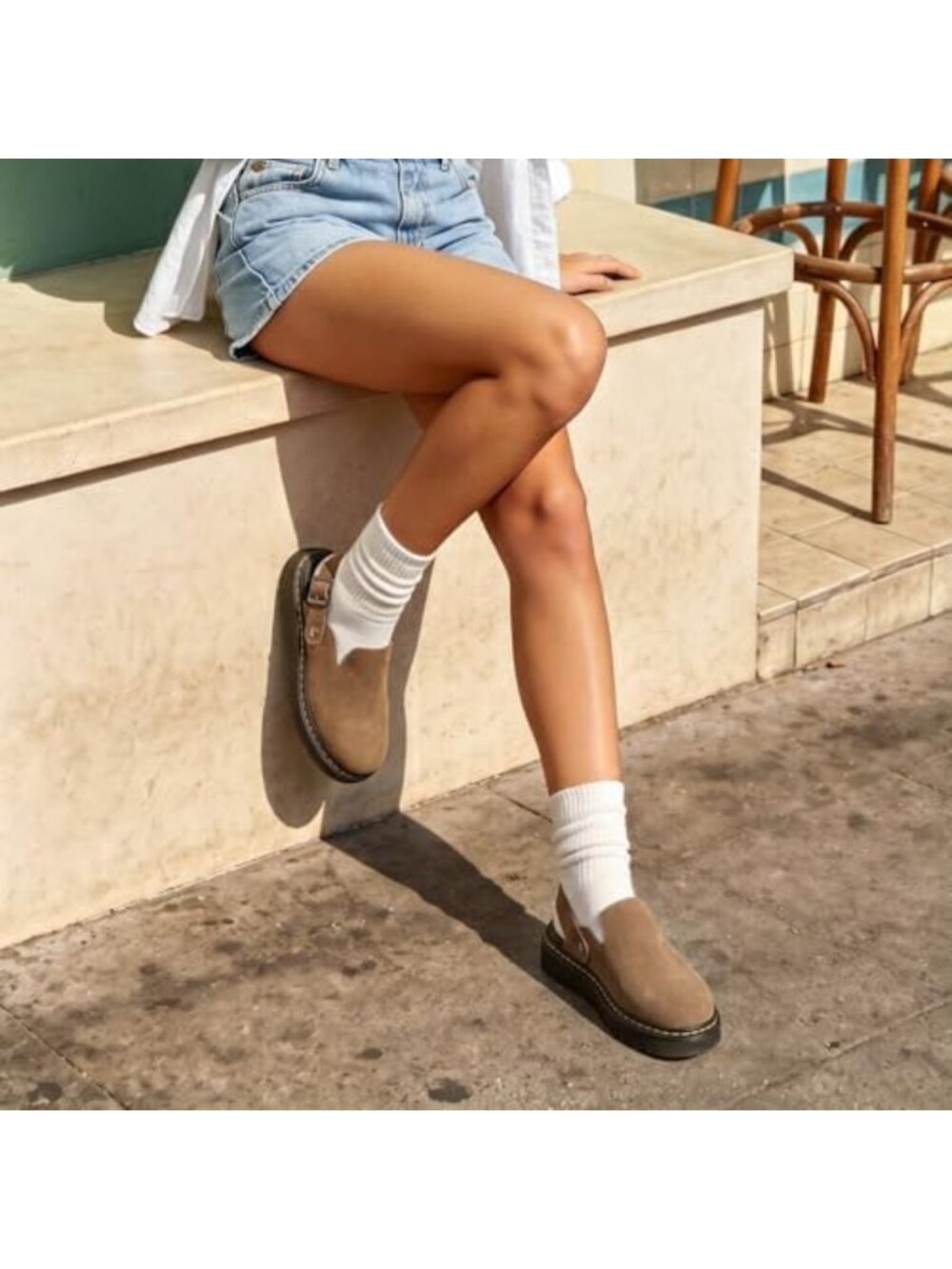 Cozy Women's Slip-On Suede Clogs with Back Strap | Comfortable Casual Footwear - Picture 3 of 6